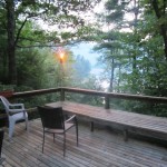 view through trees towards lake george