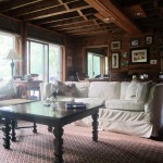 living room with glass doors